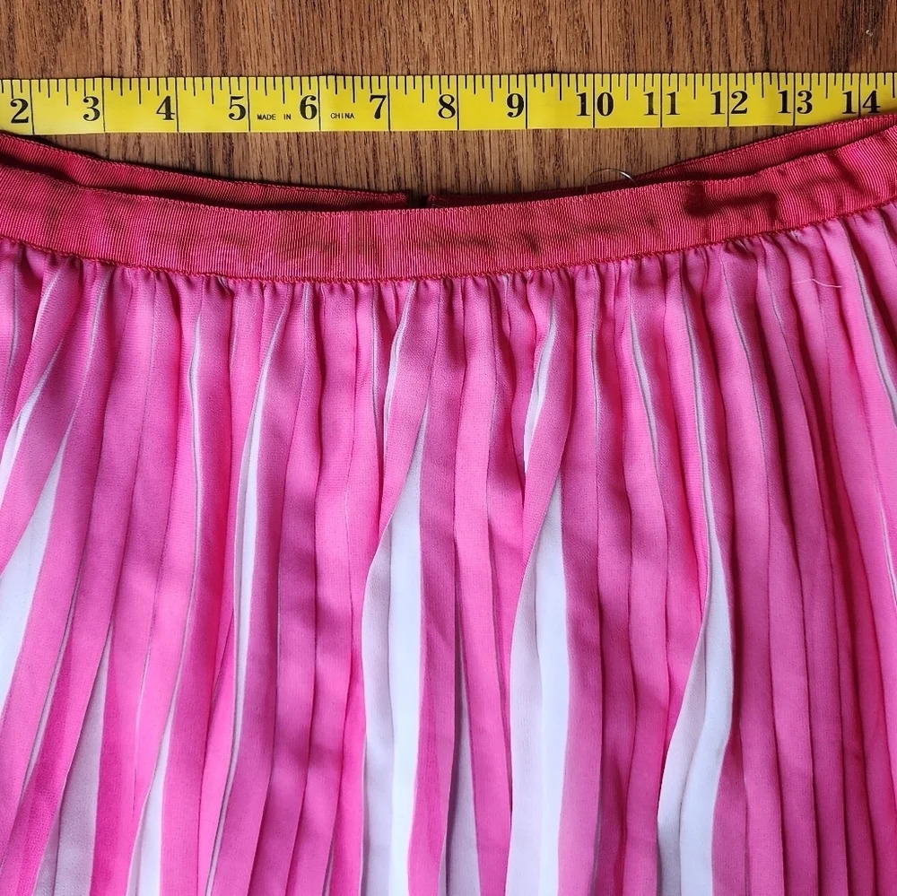 J. Crew Pink & White Pleated Skirt Peekabo Stripe Size 8 With Back Zip *READ* - Picture 10 of 16
